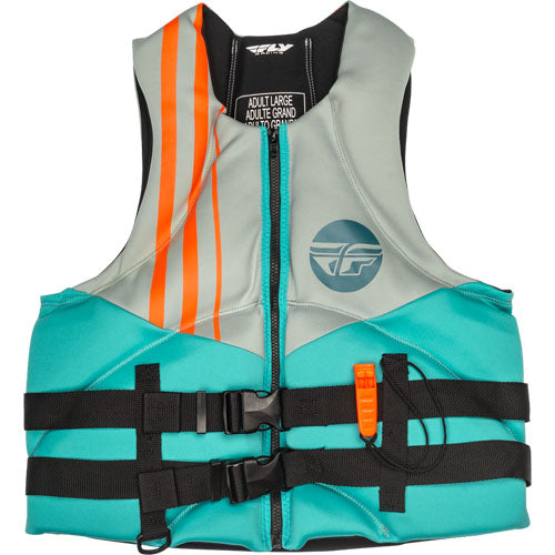 Fly Racing Mens Neoprene Life Vest - Teal/Grey/Orange