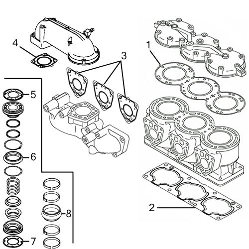 Kawasaki 900 STX '97-06 Individual Gaskets