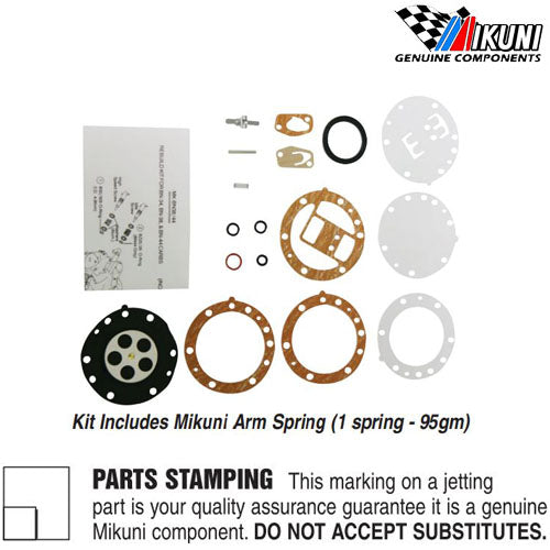 Exploded View Round Genuine Mikuni Carburetor Rebuild Kits and Parts — Atlantic Jet Sports